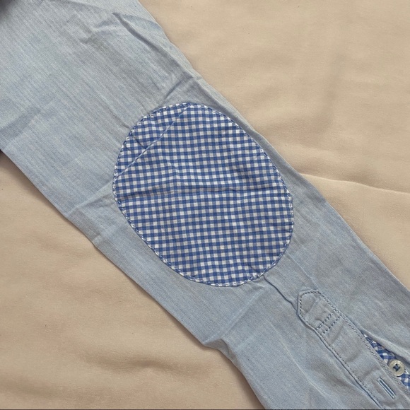 H&M Blue Button Up With Elbow Patches - Picture 7 of 9